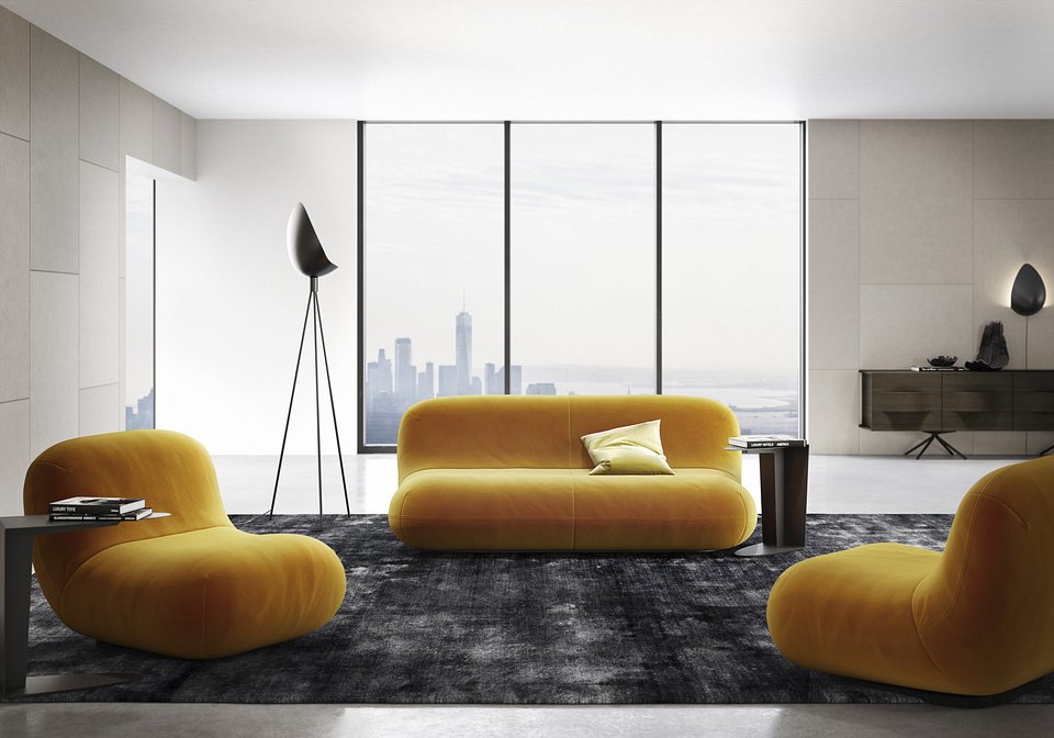Sofa Chelsea, cena od 11.990,-<br>Fotel Chelsea, cena od 6.669,-<br>Bufet Ottawa, cena 9.919,-<br>Dywan Shanghai, cena od 1.959,-<br>Lampa podłogowa Chelsea, cena 3.690,-<br>Lampa ścienna Chelsea, cena 2.769,-<br>Stolik pomocniczy Ottawa, 1.390,-
