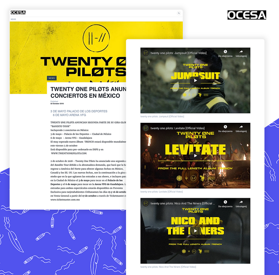 OCESA promoting the Twenty One Pilots’ tour