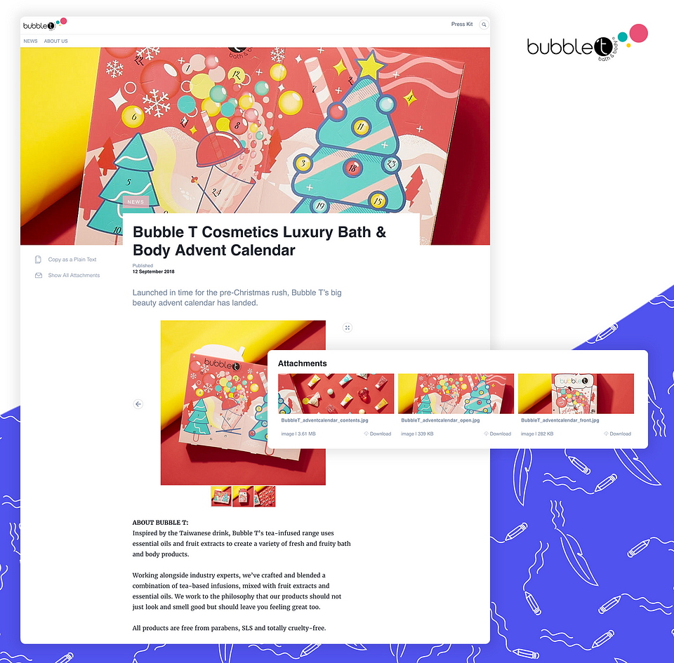 Photo gallery in a press release from Bubble T