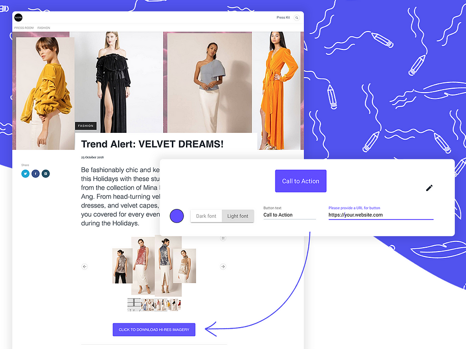 Press release with CTA by Nowprla: a full service boutique fashion agency specializing in Brand Development and Public Relations