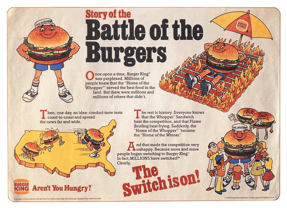 Reklama sieci restauracji Burger King w magazynie z lat 80., fot. Getty Images.