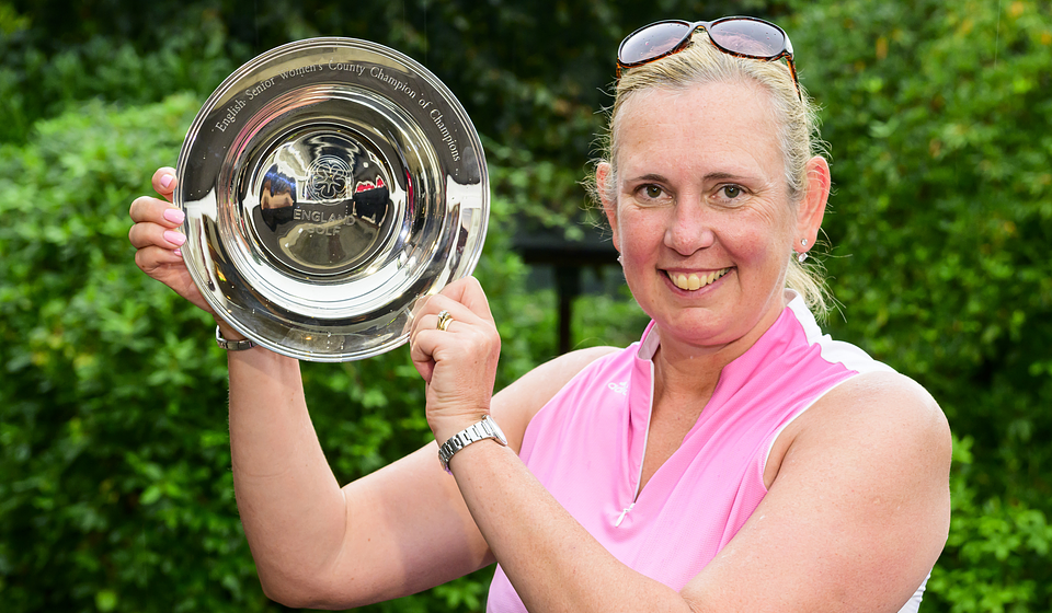Emma Brown (Yorkshire) with the Senior Women's Champion of Champions Trophy