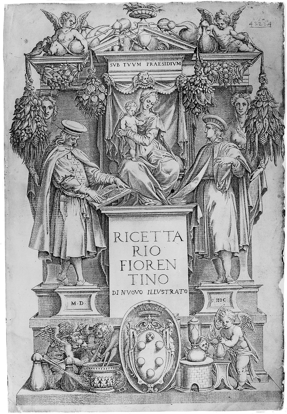 Ricettario Fiorentino, 1597: strona tytułowa / Wikipedia: Wellcome Library, London