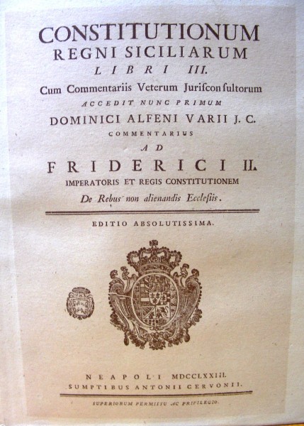 Constitutionum Regni Siciliarum Libri III - Wikipedia
