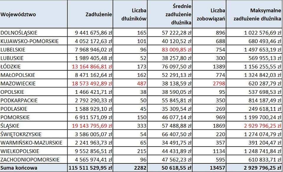 Dane Krajowego Rejestru Długów na koniec marca 2021 r.