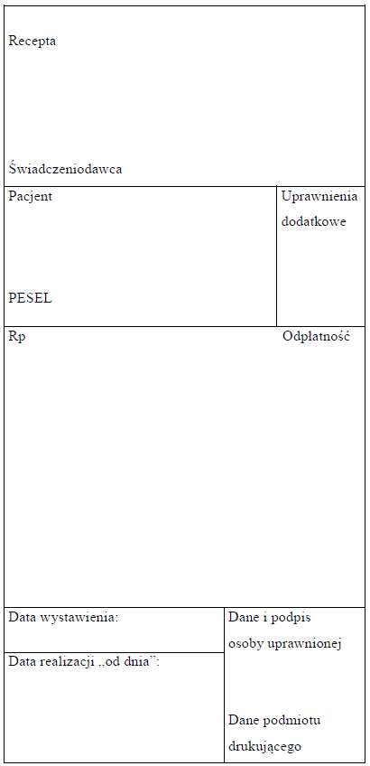 WZÓR RECEPTY W POSTACI PAPIEROWEJ