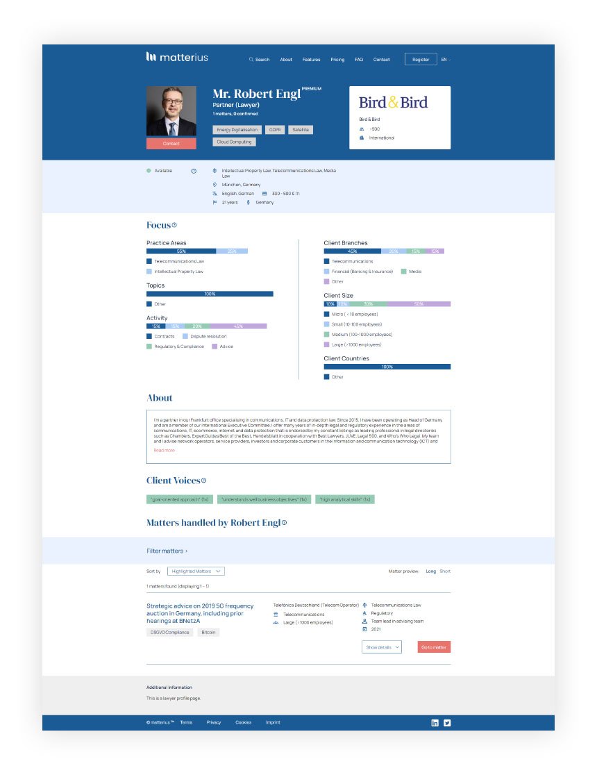 User profile page