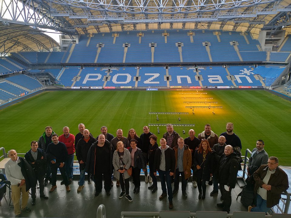 Eksperci projektu Safe Stadium podczas wizyty na Stadionie Lecha Poznań, foto: UŁ
