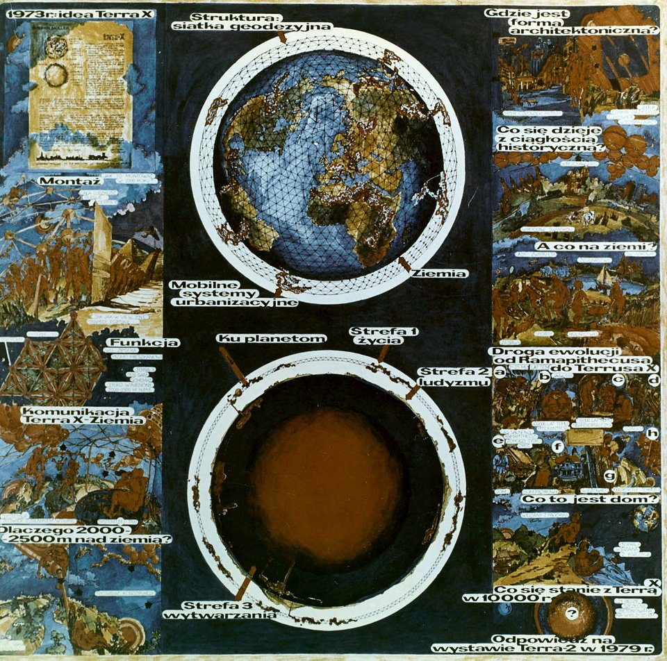 Stefan Müller, Terra X. Plansza eksponowana na wystawie Terra 1 w 1975 roku, fot. materiały prasowe Muzeum Architektury we Wrocławiu