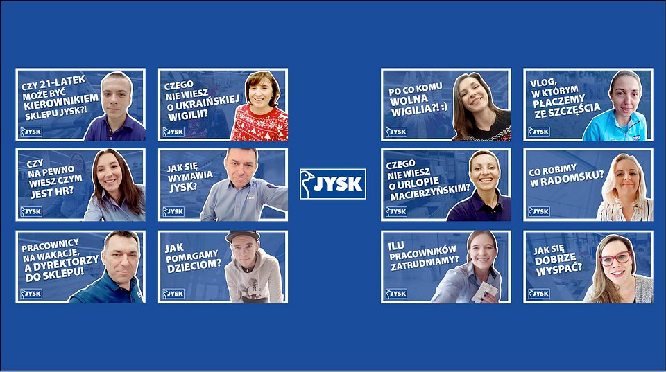 Bohaterowie wszystkich dotychczasowych odcinków #JYSKvlog
