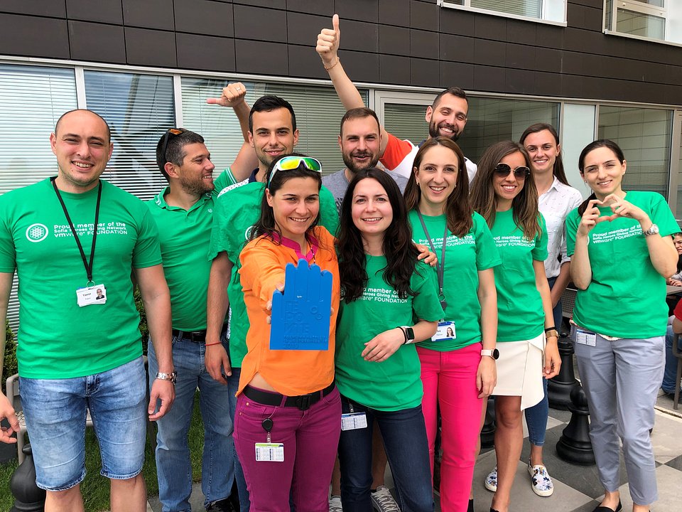 Dora with her friends from Sofia Heroes - VMware Bulgaria internal volunteer organization