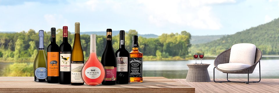 Referências de marcas como Mateus, Casa Ferreirinha, Herdade do Peso, Sandeman, Jack Daniel’s e Gancia podem ser encomendadas na Dott