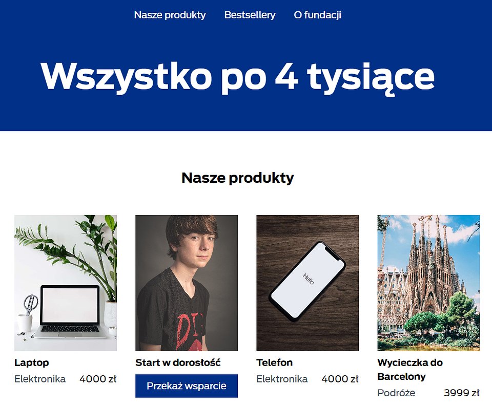 ↑ Sklep internetowy prezentuje produkty o wartości zbliżonej do jednorazowej zapomogi. 