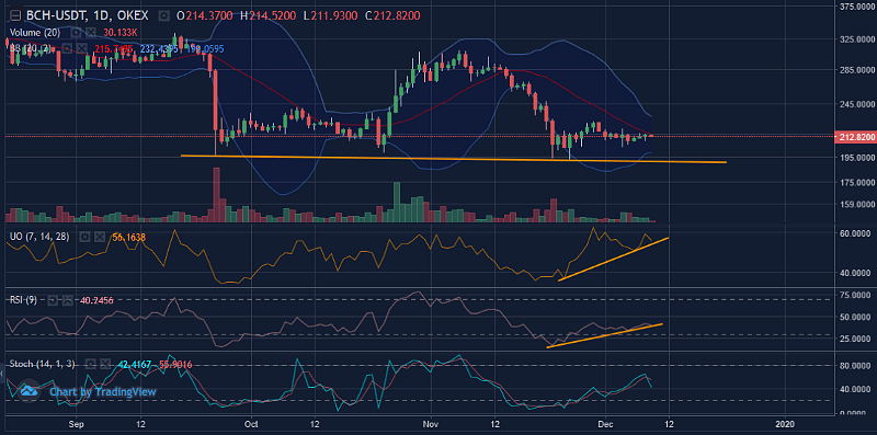 Figure 7: BCHUSDT Daily Chart (Source: OKEx; Tradingview)