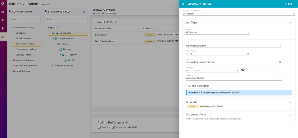 Importing ExtremeCloud IQ APs to on-premises Air-Defense solution