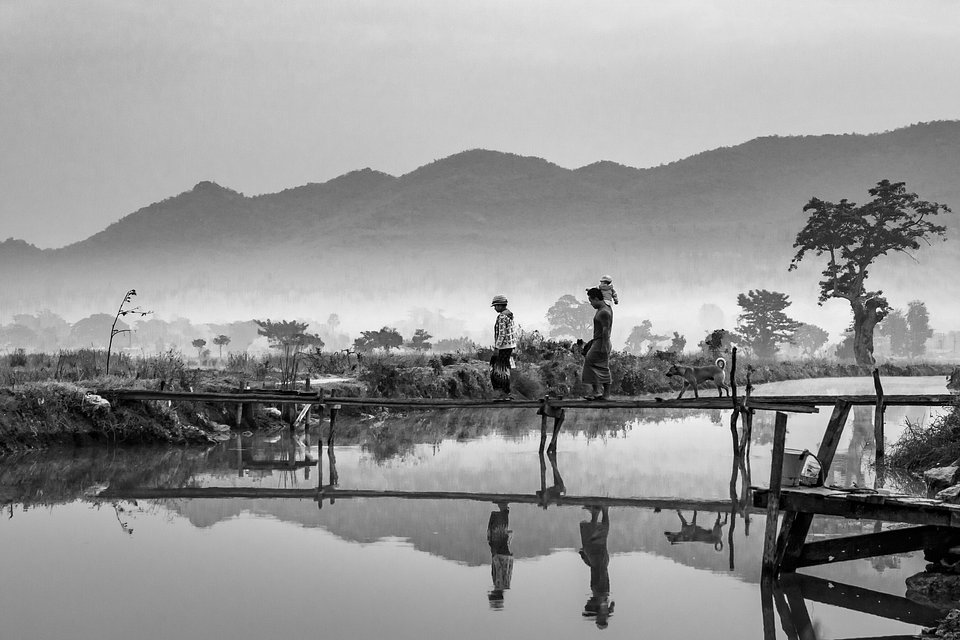 Peaceful morning family walk in Myanmar (Yan Xing/AGORA images)