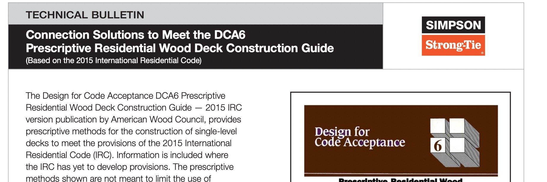 Simpson StrongTie Tech Bulletin Details Solutions Meeting the DCA 6
